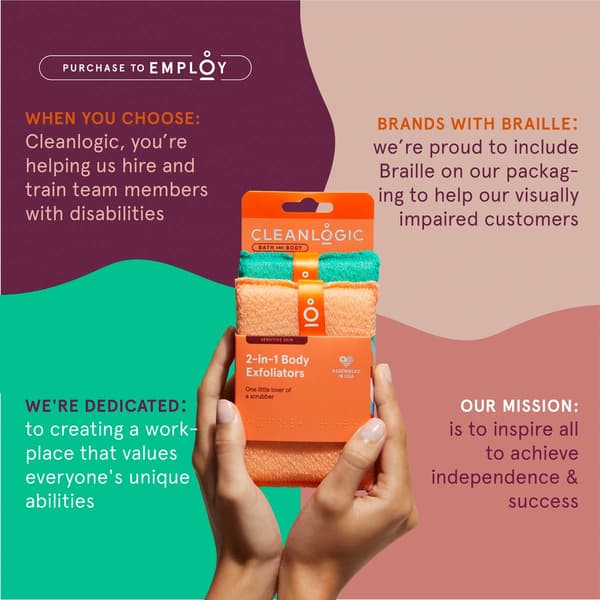 Cleanlogic 2-in1 Body Exfoliators Sensitive Skin Body Scubber