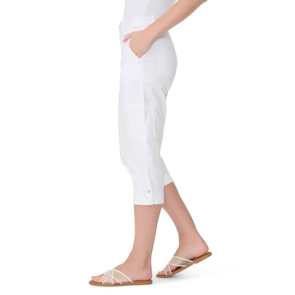 Womens Gloria Vanderbilt Vintage White Cargo Capris w/ Flex Waist