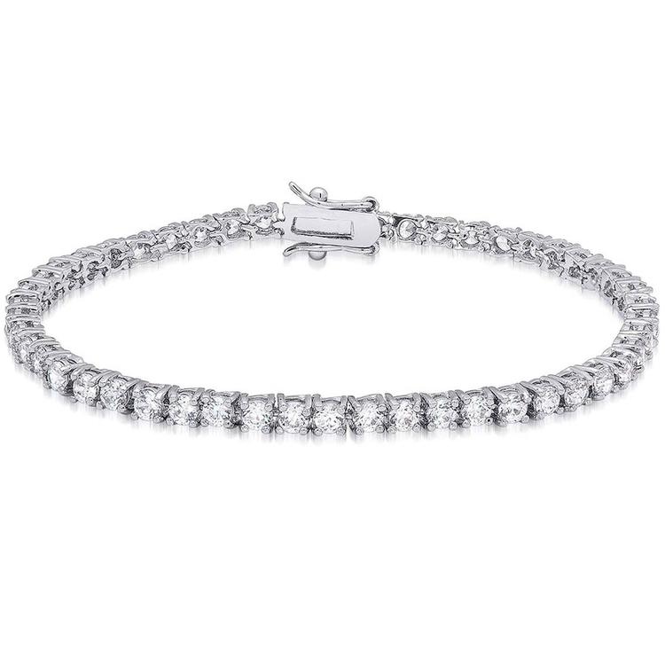 Gianni Argento Lab Grown White Sapphire Round Tennis Bracelet
