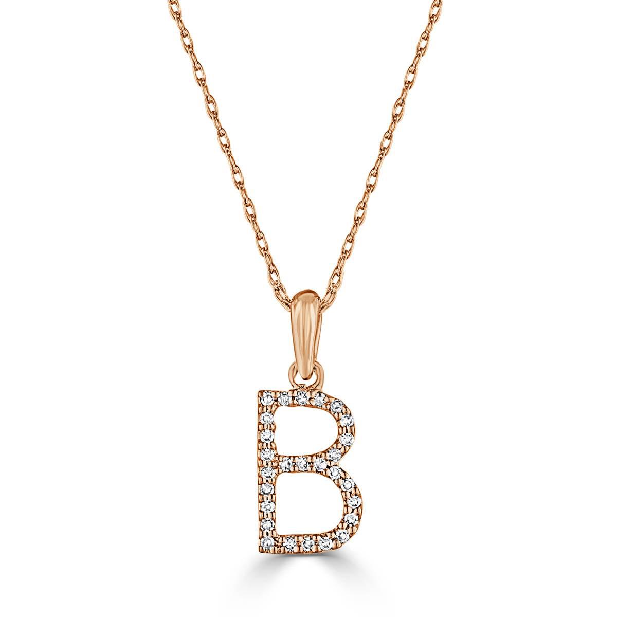 Diamond Classics™ 14kt. Rose Gold Initial B Letter...