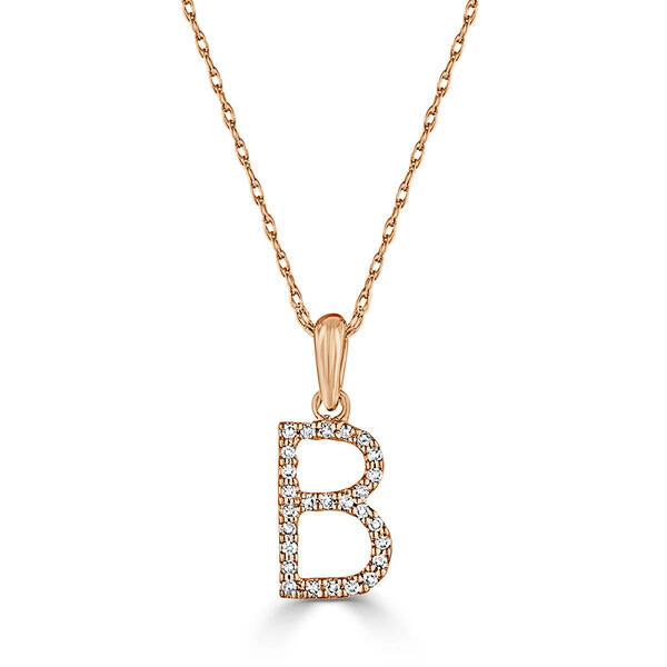 Diamond Classics&#40;tm&#41; 14kt. Rose Gold Initial B Letter Necklace - image 