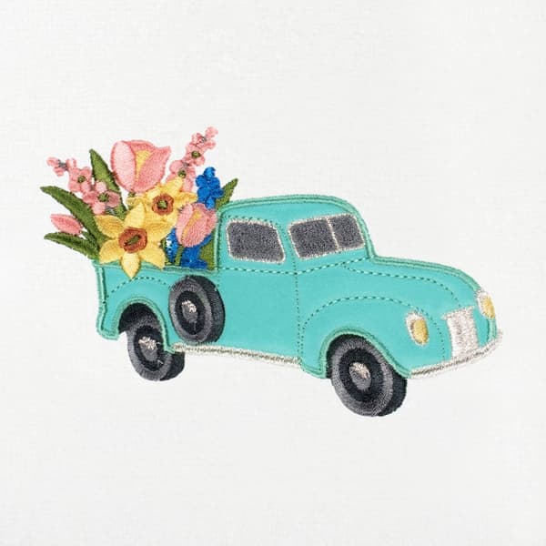 Linum Home Textiles 2pc. Spring Truck Embroidered Hand Towels