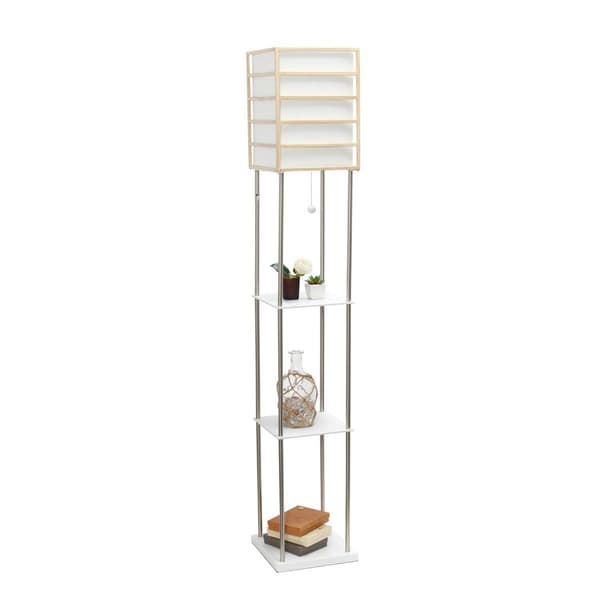 Lalia Home 1 Light Metal Etagere Floor Lamp w/ Shelves & Shade