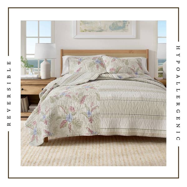 FreshFolds Mendocino 3pc. Reversible Tropical Floral Quilt Set