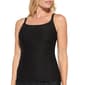 Womens Christina Blue Solid Ribbed D Cup Tankini Swim Top - image 1