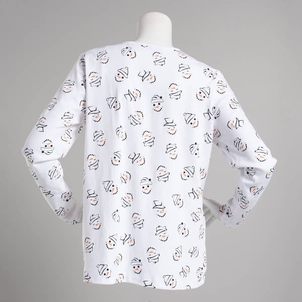 Petite Bonnie Evans Snowman Faces Long Sleeve Christmas Top