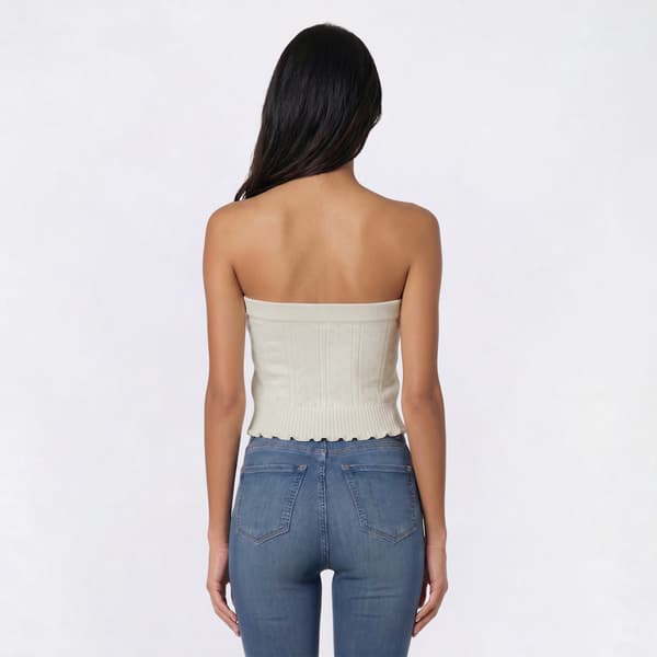 Juniors Pink Rose Pointelle Sweater Tube Top