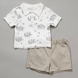 Baby Boy &#40;12-24M&#41; Rene Rofe&#40;R&#41; 2pc. Elephant Polo & Shorts Set