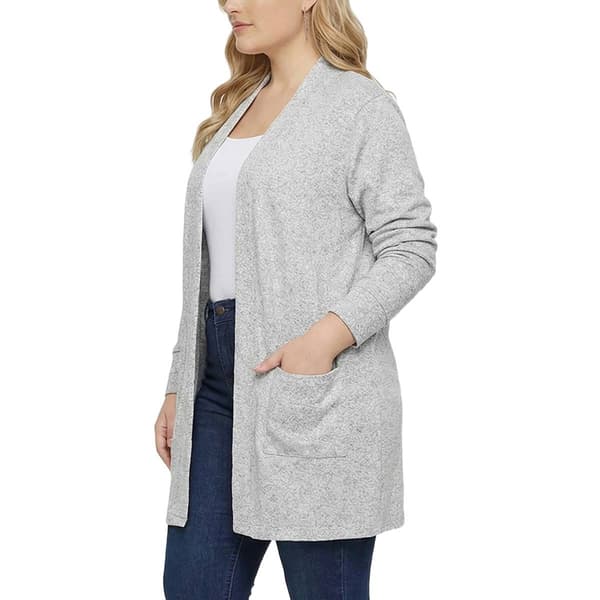Plus Size NY Collection Long Sleeve Brushed Solid Long Cardigan