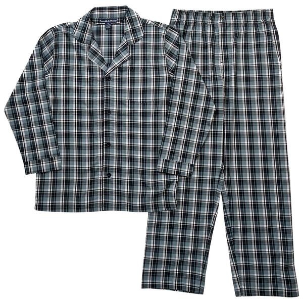 Mens Preswick & Moore Plaid Woven Pajama Set - Black/White - image 