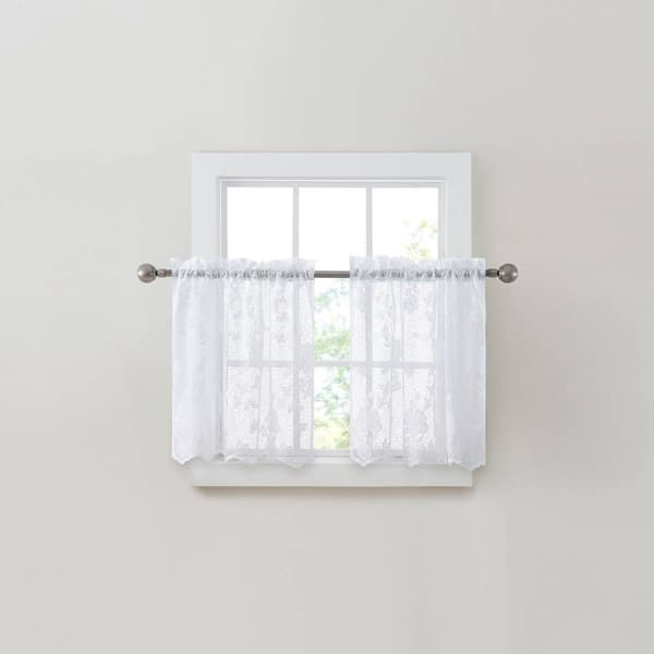 Lacey Embroidered Rod Pocket Kitchen Curtain - image 