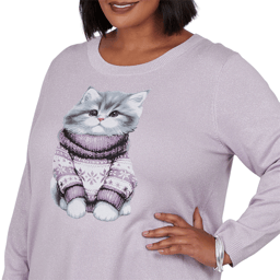 Plus Size Emaline Holiday Festivities Kitten Graphic Sweater