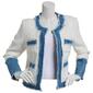 Womens Nanette Lepore Long Sleeve Open Boucle Denim Trim Blazer - image 1