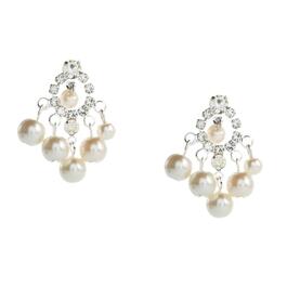 Rosa Rhinestones Pearl Fringe Drop Earrings