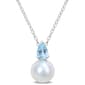 Gemstone Classics(tm) Freshwater Pearl & Blue Topaz Pendant - image 1