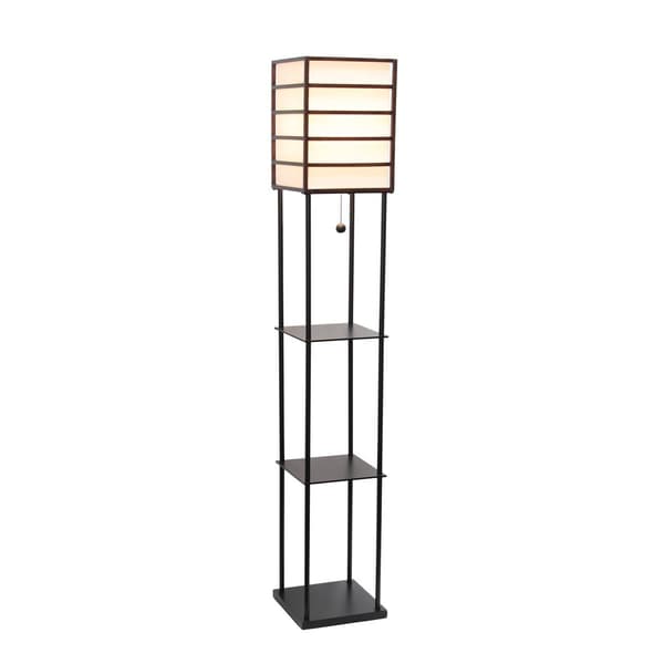 Lalia Home 1 Light Metal Etagere Floor Lamp w/Shelves & Shade - image 