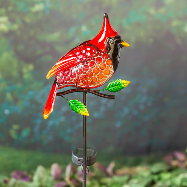 Evergreen Cardinal Solar Garden Stake