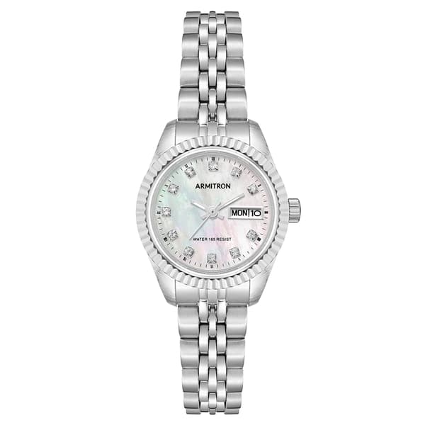Womens Armitron Silver w/Mother of Pearl Dial Watch - 75-2475MPSV - image 