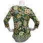 Womens OneWorld 3/4 Sleeve Round Neck Floral Leaf Sublimation Tee - image 2