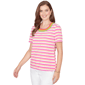 Petite Ruby Rd. Hothouse Florals Crochet Neck Stripe Knit - image 3