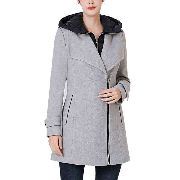 Womens BGSD Wool Asymmetric Zipper Coat - image 