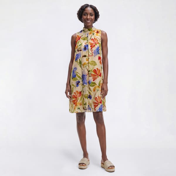 Womens Robbie Bee Sleeveless Floral Mock Neck Shift Dress