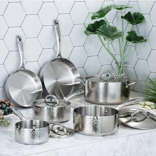 BergHOFF Vintage Tri-Ply Stainless Steel 10pc. Cookware Set