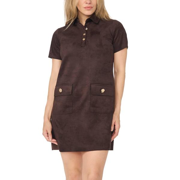 Petites MSK Short Sleeve Suede Pocket Dress - image 