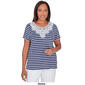 Womens Alfred Dunner Classics Neutral Short Sleeve Stripe Tee - image 3