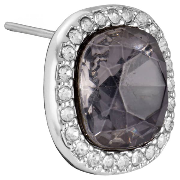 Athra Silver Plated & Smokey Grey Crystal Stud Earrings