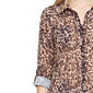 Womens NY Collection Roll Tab Sleeve Cheetah Mesh Tunic Blouse - image 4