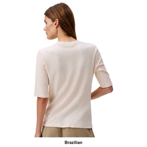 Womens Calvin Klein 3/4 Sleeve Crew Neck Textured Knit Tee