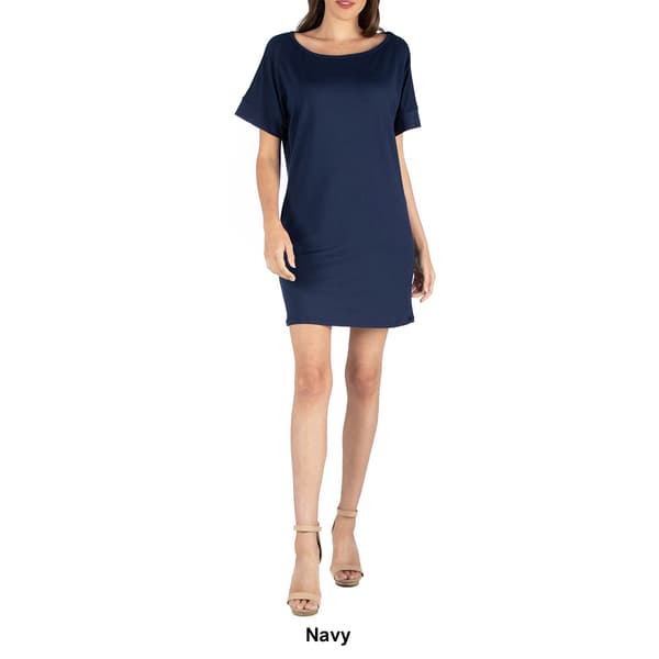 Womens 24/7 Comfort Apparel Boat Neck T-Shirt Dress