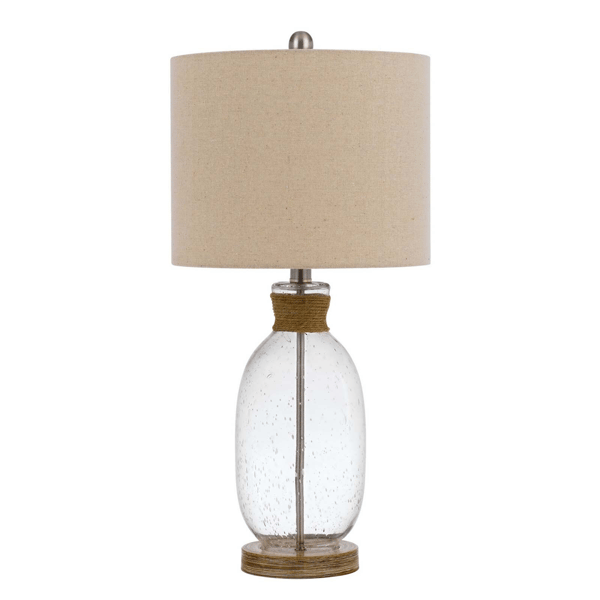 HomeRoots 26in. Brown Mason Jar Table Lamp with Drum Shade - image 