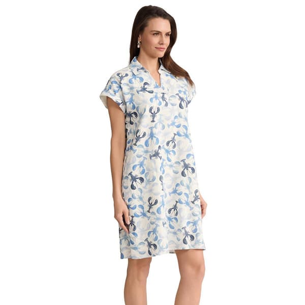 Petite Jones New York Short Sleeve Coastal Lobster Shift Dress