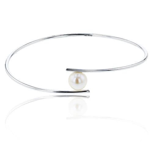 Gemstone Classics&#40;tm&#41; Flexible Pearl Bangle Bracelet - image 