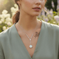 Saffron Moissanite Rainbow Diamond Halo Drop Pendant Necklace - image 4