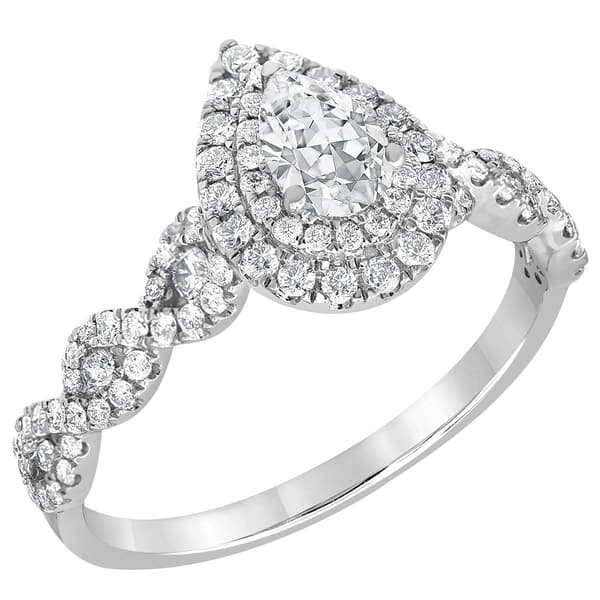 Diamond Classics™ White Gold Pear Cut Double Halo Engagement Ring