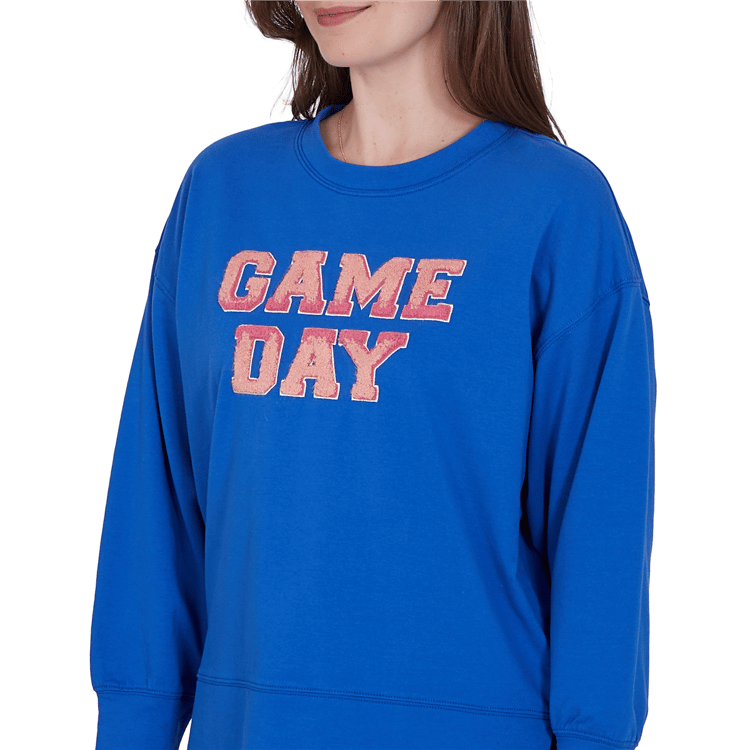 Womens Ruby Rd. Game of Luxe Game Day Graphic Terry Sweatshirt