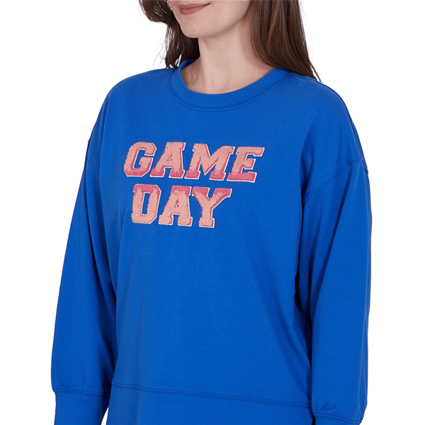 Womens Ruby Rd. Game of Luxe Game Day Graphic Terry Sweatshirt