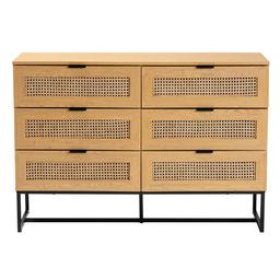 Baxton Studio Sawyer Oak Brown Wood 6-Drawer Storage Cabinet