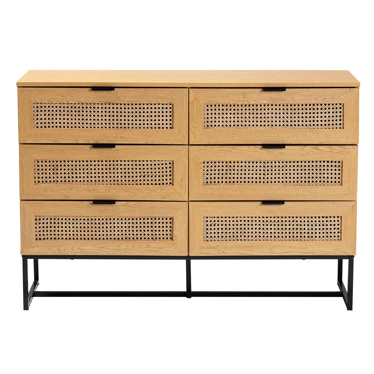 Baxton Studio Sawyer Oak Brown Wood 6-Drawer Storage Cabinet