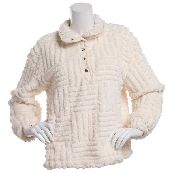 Womens Como Blu Line Sherpa Mock Neck Henley Sweatshirt