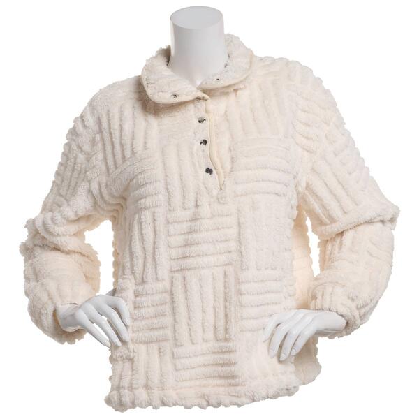 Womens Como Blu Line Sherpa Mock Neck Henley Sweatshirt - image 