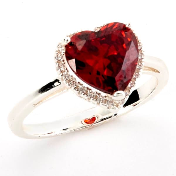 Ashley Cooper&#40;tm&#41; Silver Heart Stone Halo Statement Ring - image 