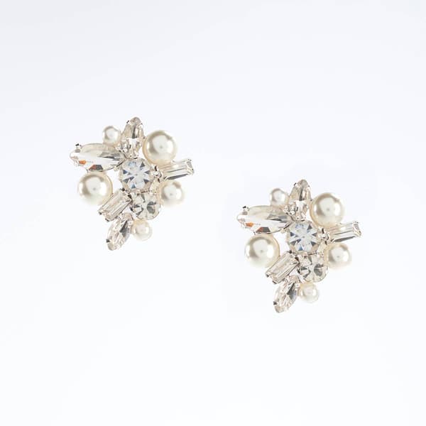 Rosa Rhinestones Pearl Clusters Earrings - image 