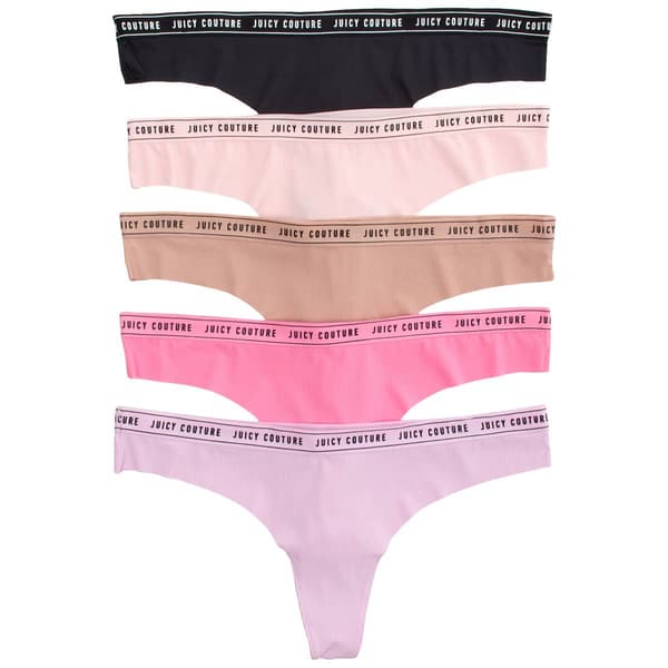 Juniors Juicy Couture 5pk. Laser Rib Thong Panties - JC1625-5PKP - image 