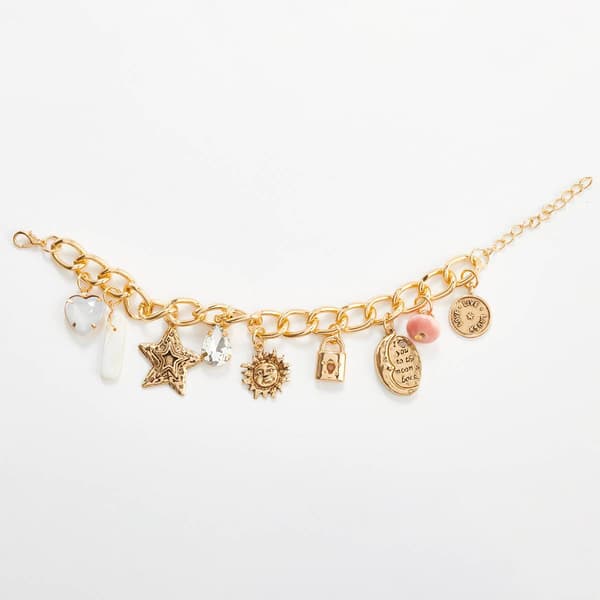 Ashley Gold Plated Inspirational Quotes/Sun/Stars/Stone Bracelet - image 