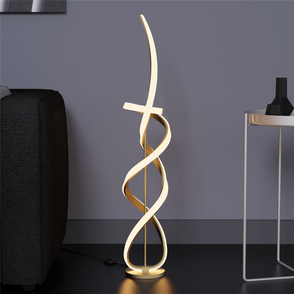Infibrite Golden 59in. Swirl LED Stepless Dimming Floor Lamp