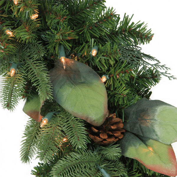 Northlight 30in. Pre-Lit Mixed Winter Pine Christmas Wreath
